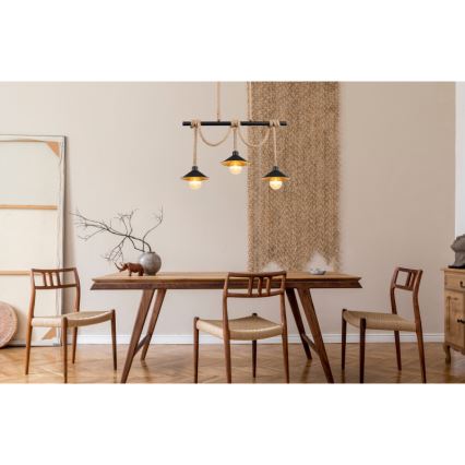 Globo 15690-3H - Hanglamp DIANA aan kabel, 3x E27/60W/230V, zwart