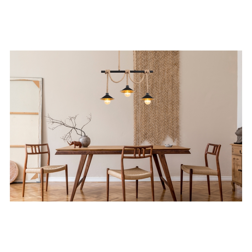 Globo 15690-3H - Hanglamp DIANA aan kabel, 3x E27/60W/230V, zwart
