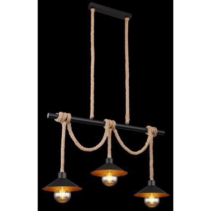 Globo 15690-3H - Hanglamp DIANA aan kabel, 3x E27/60W/230V, zwart