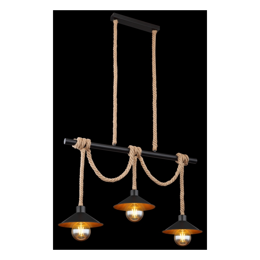 Globo 15690-3H - Hanglamp DIANA aan kabel, 3x E27/60W/230V, zwart