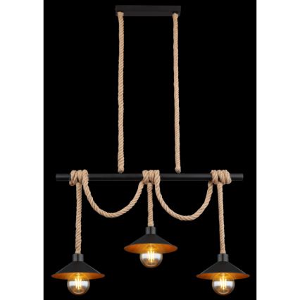 Globo 15690-3H - Hanglamp DIANA aan kabel, 3x E27/60W/230V, zwart