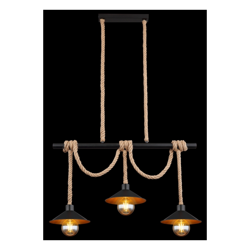 Globo 15690-3H - Hanglamp DIANA aan kabel, 3x E27/60W/230V, zwart