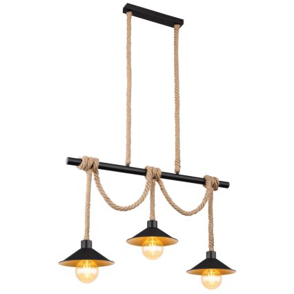 Globo 15690-3H - Hanglamp DIANA aan kabel, 3x E27/60W/230V, zwart