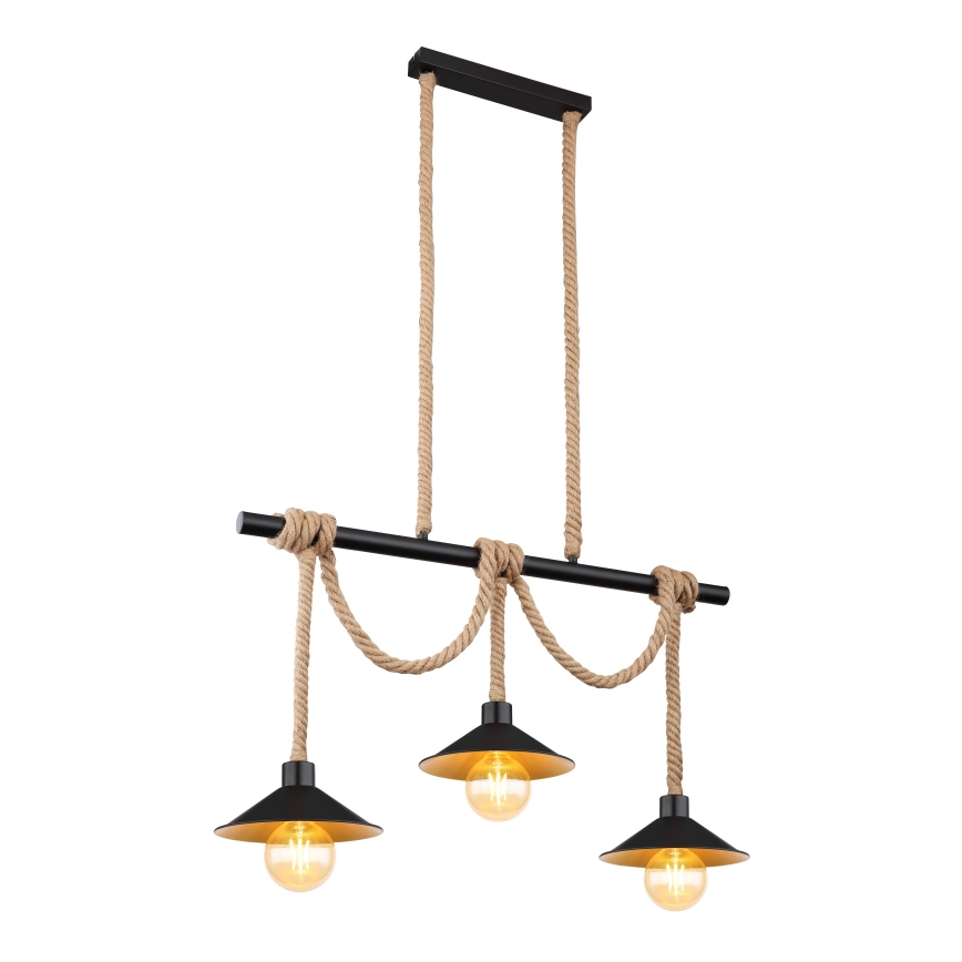 Globo 15690-3H - Hanglamp DIANA aan kabel, 3x E27/60W/230V, zwart