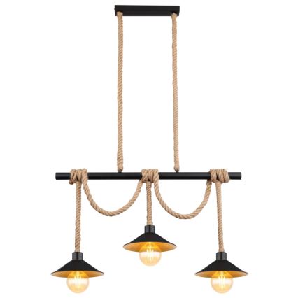 Globo 15690-3H - Hanglamp DIANA aan kabel, 3x E27/60W/230V, zwart