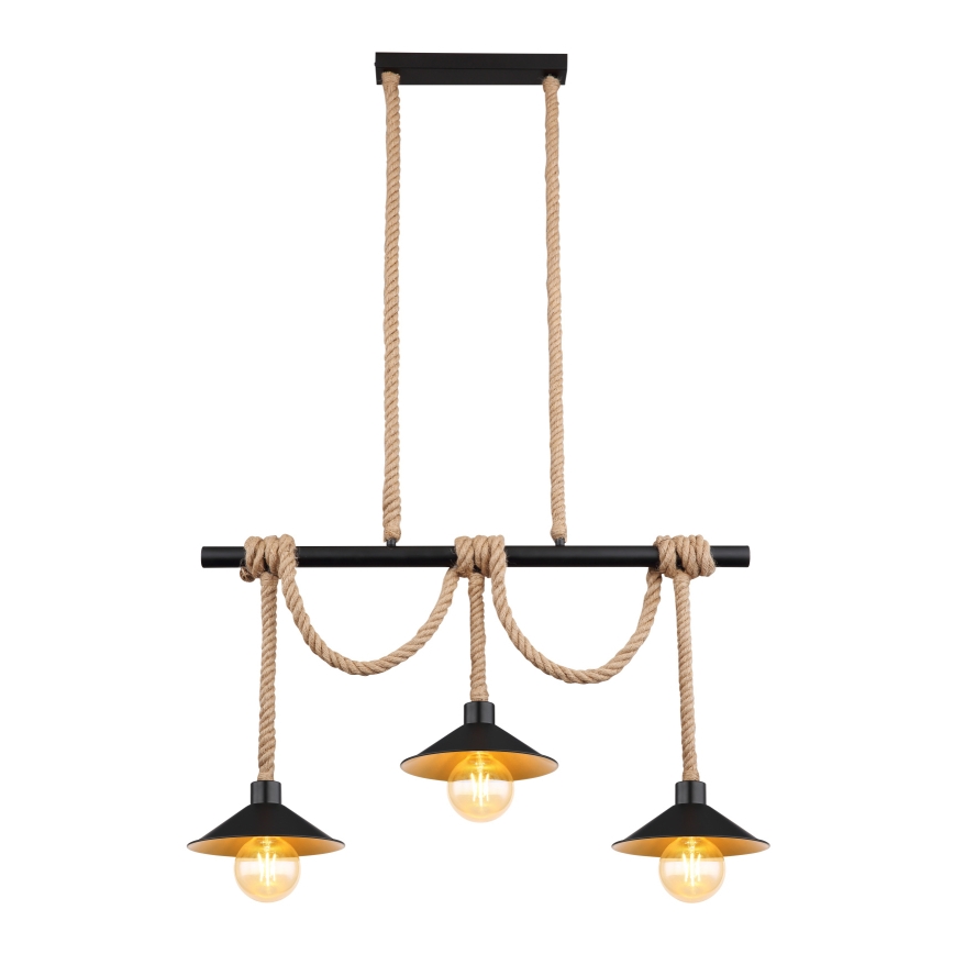 Globo 15690-3H - Hanglamp DIANA aan kabel, 3x E27/60W/230V, zwart