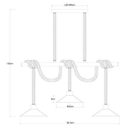 Globo 15690-3H - Hanglamp DIANA aan kabel, 3x E27/60W/230V, zwart
