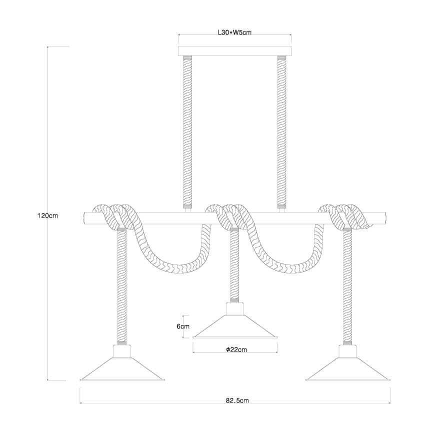 Globo 15690-3H - Hanglamp DIANA aan kabel, 3x E27/60W/230V, zwart