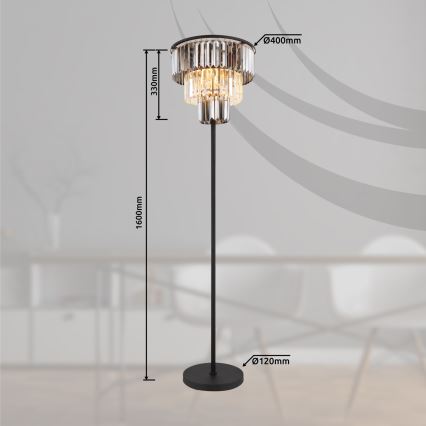 Globo - Staande Lamp 3xE27/40W/230V diameter 40 cm zwart