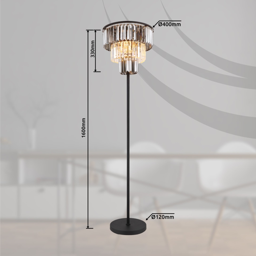Globo - Staande Lamp 3xE27/40W/230V diameter 40 cm zwart