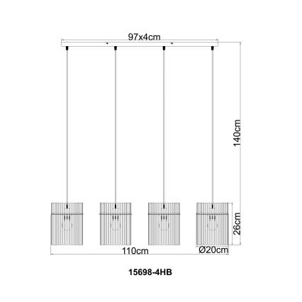 Globo - Lustre suspendu sur câble 4xE27/60W/230V