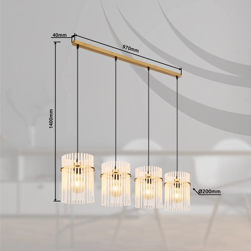 Globo - Hanglamp aan een koord 4xE27/60W/230V goud