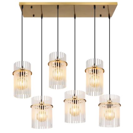 Globo - Suspension sur câble 6xE27/60W/230V dorée