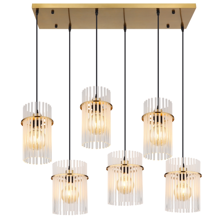 Globo - Suspension sur câble 6xE27/60W/230V dorée