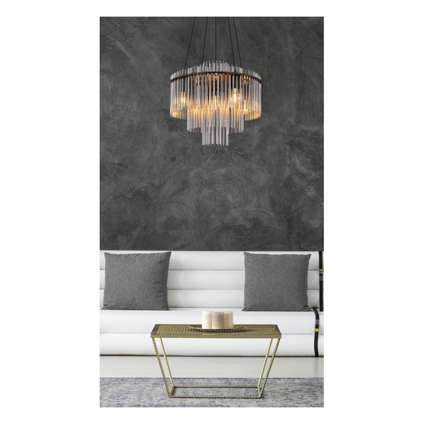 Globo - Hanglamp met kabel 5xE27/60W/230V zwart
