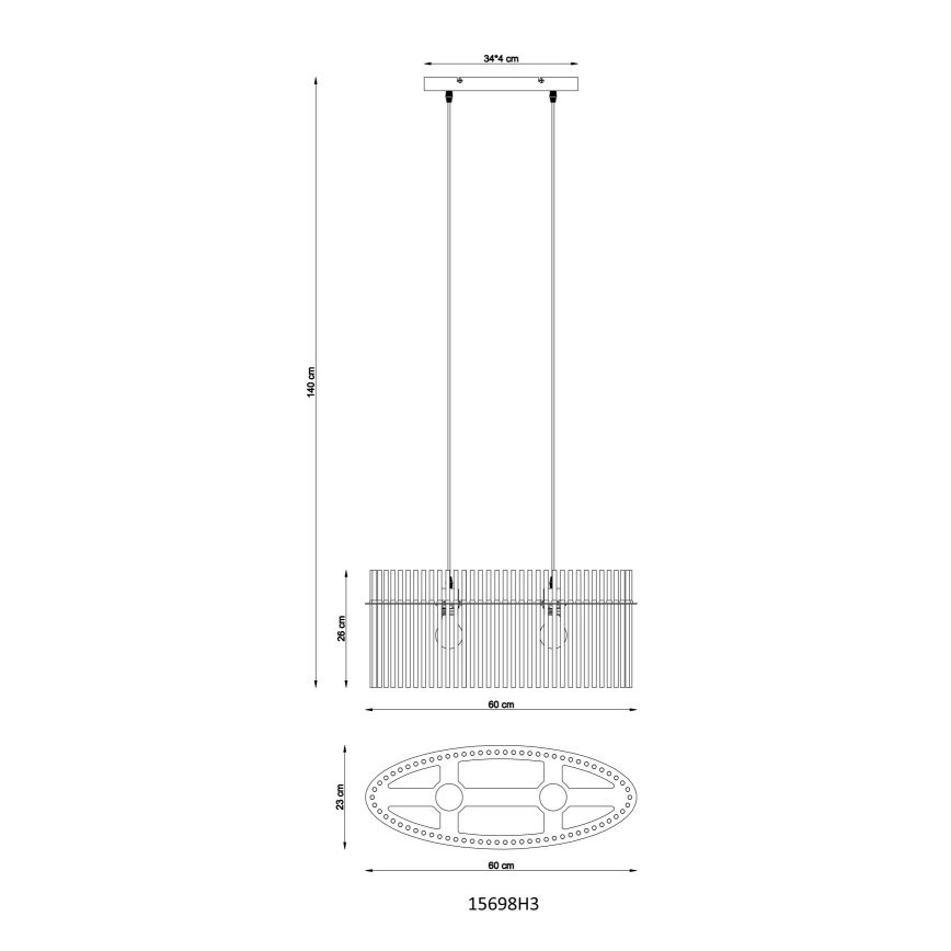 Globo - Hanglamp aan een koord 2xE27/60W/230V zwart