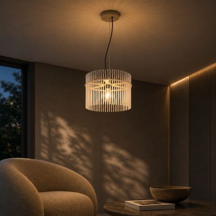 Globo - Hanglamp met kabel 1xE27/60W/230V Ø 40 cm crème