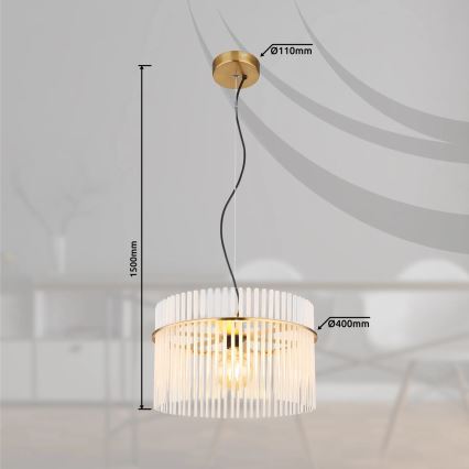 Globo - Suspension filaire 1xE27/60W/230V d. 40 cm doré