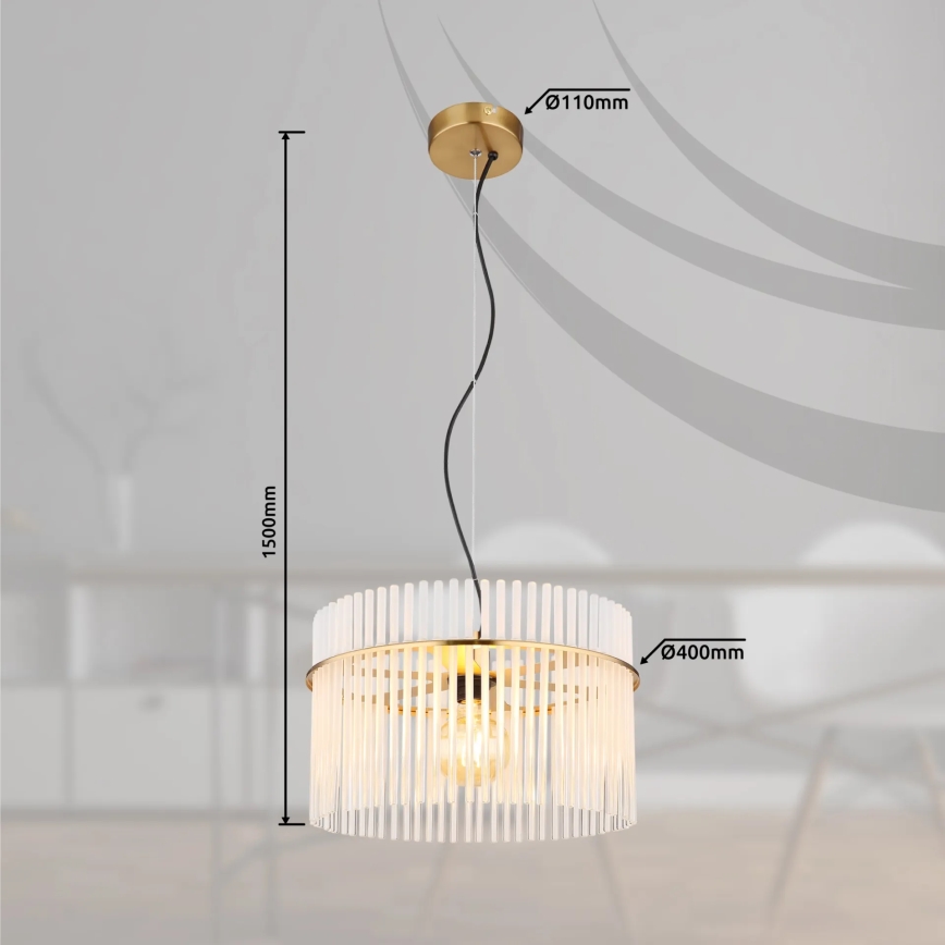 Globo - Suspension filaire 1xE27/60W/230V d. 40 cm doré