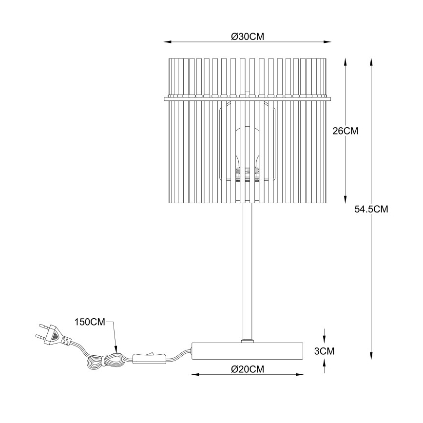 Globo - Lampe de table 1xE27/60W/230V Ø 30 cm noire