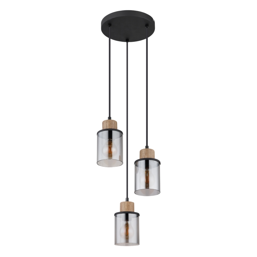 Globo - Hanglamp aan een koord 3xE27/15W/230V diameter 27 cm eiken