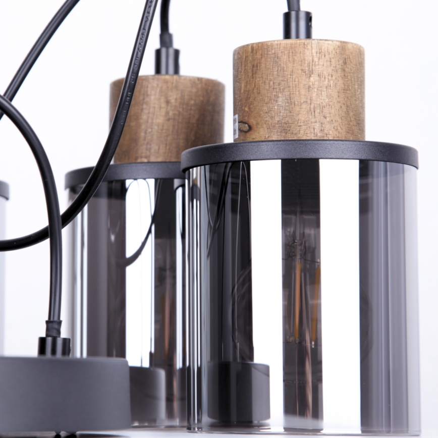 Globo - Suspension filaire 3xE27/15W/230V d. 27 cm chêne