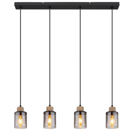 Globo - Hanglamp aan een koord 4xE27/15W/230V eiken