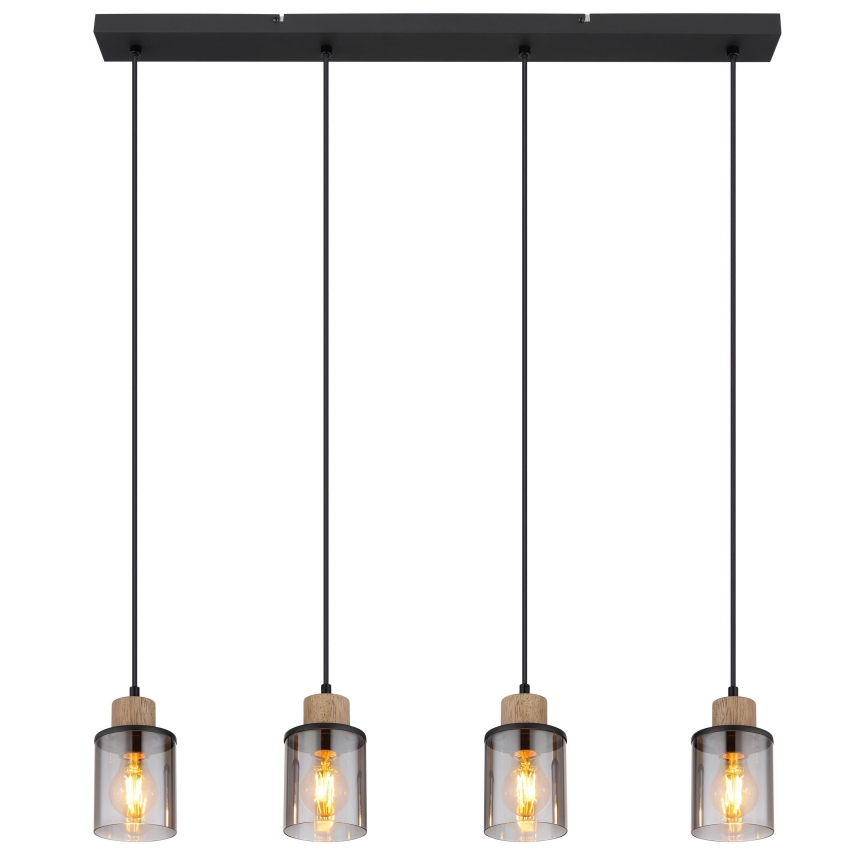 Globo - Hanglamp aan een koord 4xE27/15W/230V eiken