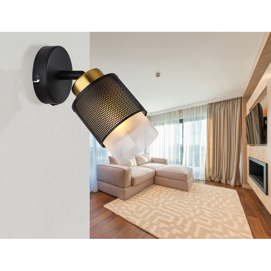 Globo - Wandspot 1xE27/40W/230V zwart/goud