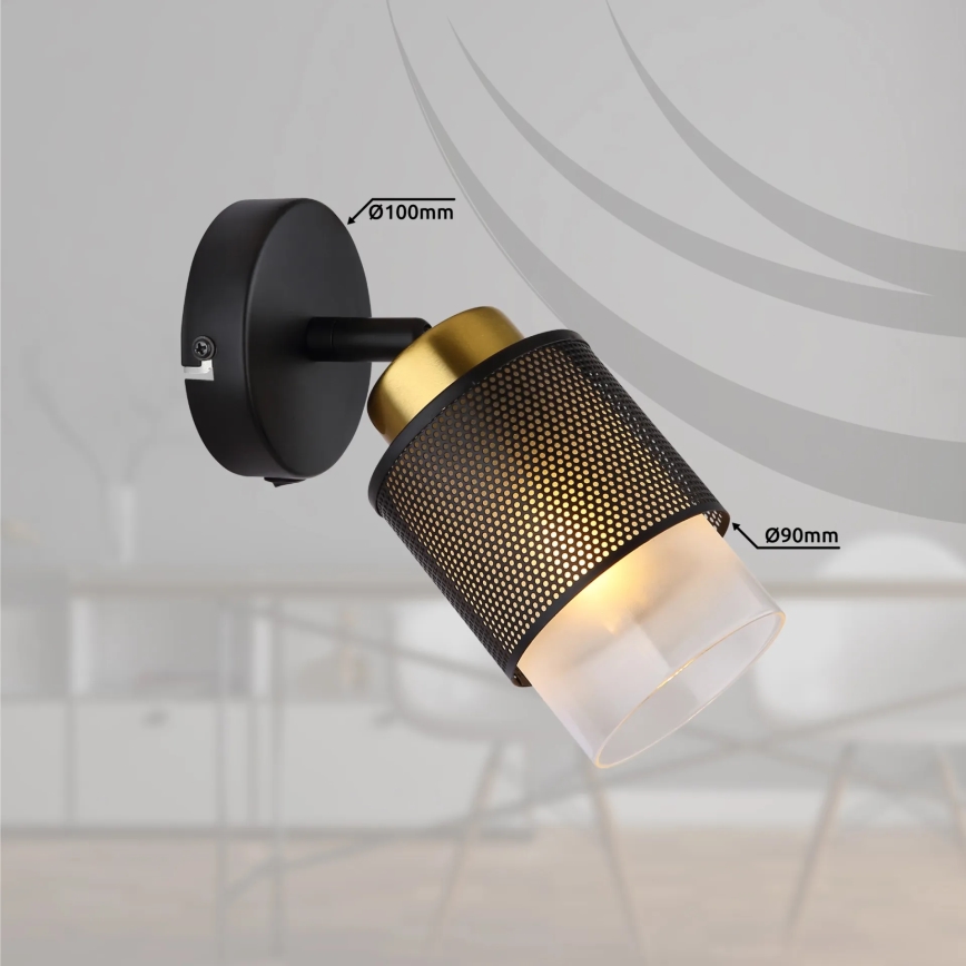Globo - Wandspot 1xE27/40W/230V zwart/goud