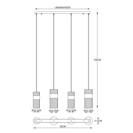 Globo - Hanglamp aan een koord 4xE27/60W/230V