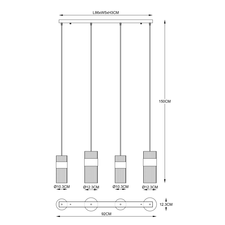 Globo - Suspension filaire 4xE27/60W/230V