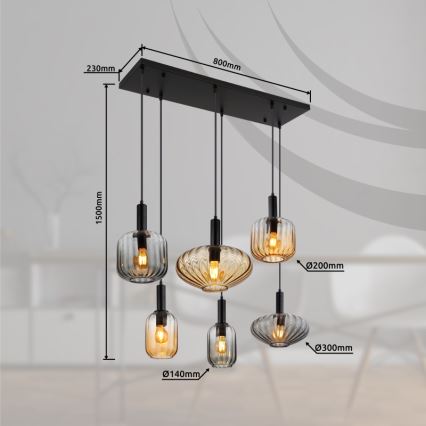 Globo - Suspension à câbles 6xE27/60W/230V