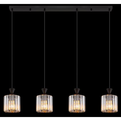 Globo - Suspension filaire 4xE27/60W/230V noir