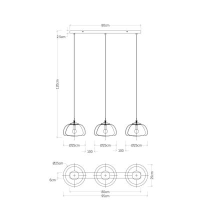 Globo - Suspension filaire 3xE14/40W/230V