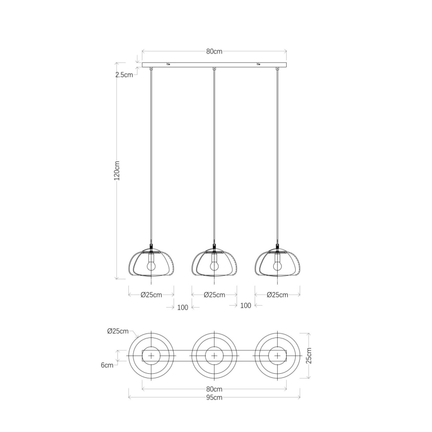 Globo - Suspension filaire 3xE14/40W/230V