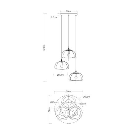 Globo - Suspension filaire 3xE14/40W/230V