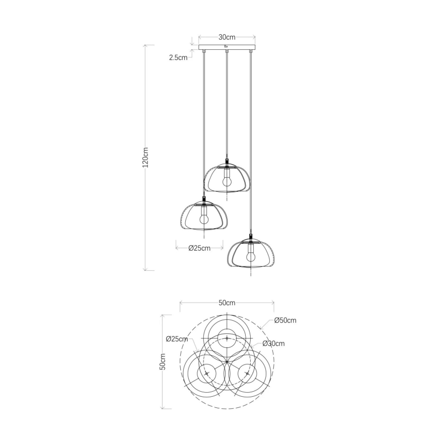 Globo - Suspension filaire 3xE14/40W/230V
