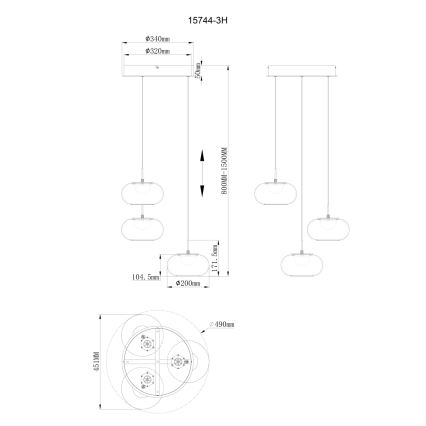 Globo - Suspension filaire 3xLED/6W/230V