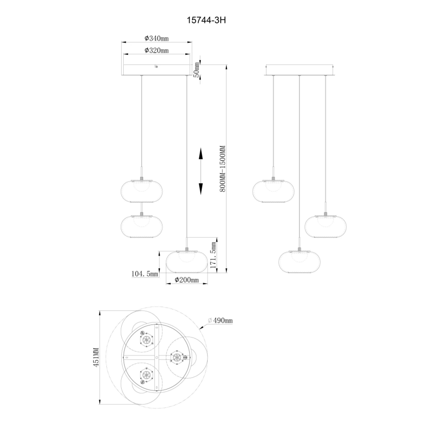 Globo - Suspension filaire 3xLED/6W/230V