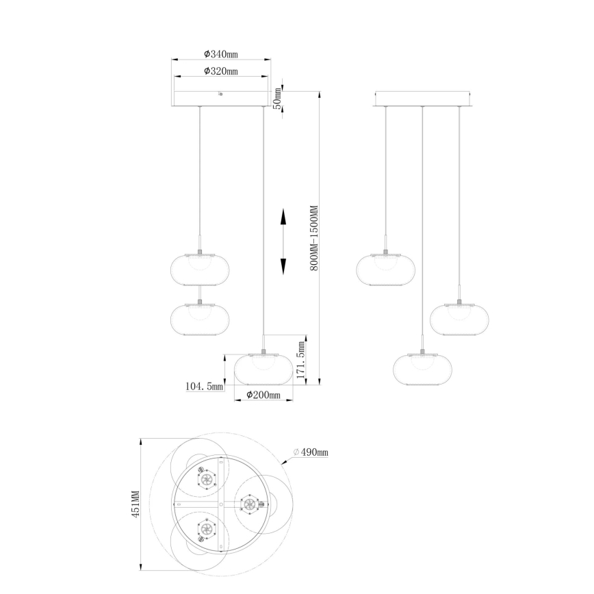 Globo - Suspension filaire 3xLED/6W/230V