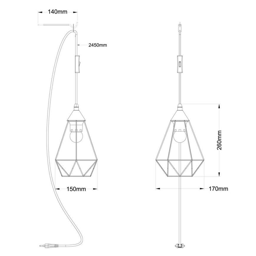 Globo - Hanglamp met stekker 1xE27/60W/230V