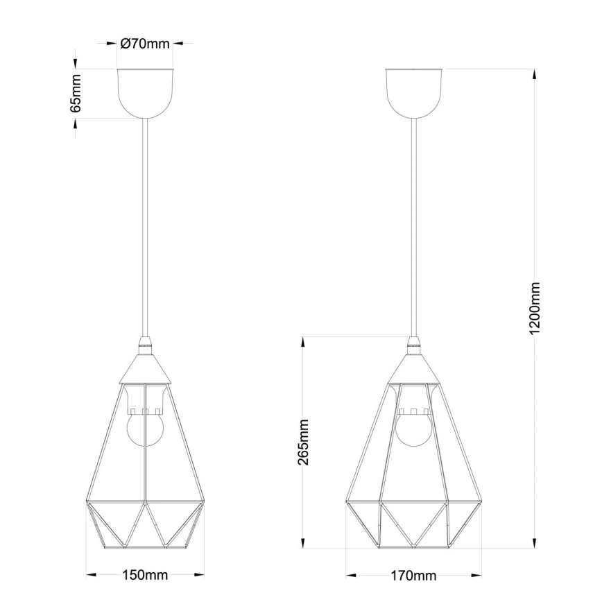 Globo - Hanglamp aan een koord 1xE27/60W/230V diameter 17 cm