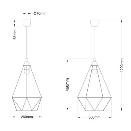Globo - Hanglamp aan een koord 1xE27/60W/230V diameter 30 cm