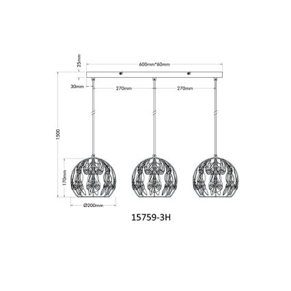 Globo - Suspension sur câble 3xE27/40W/230V