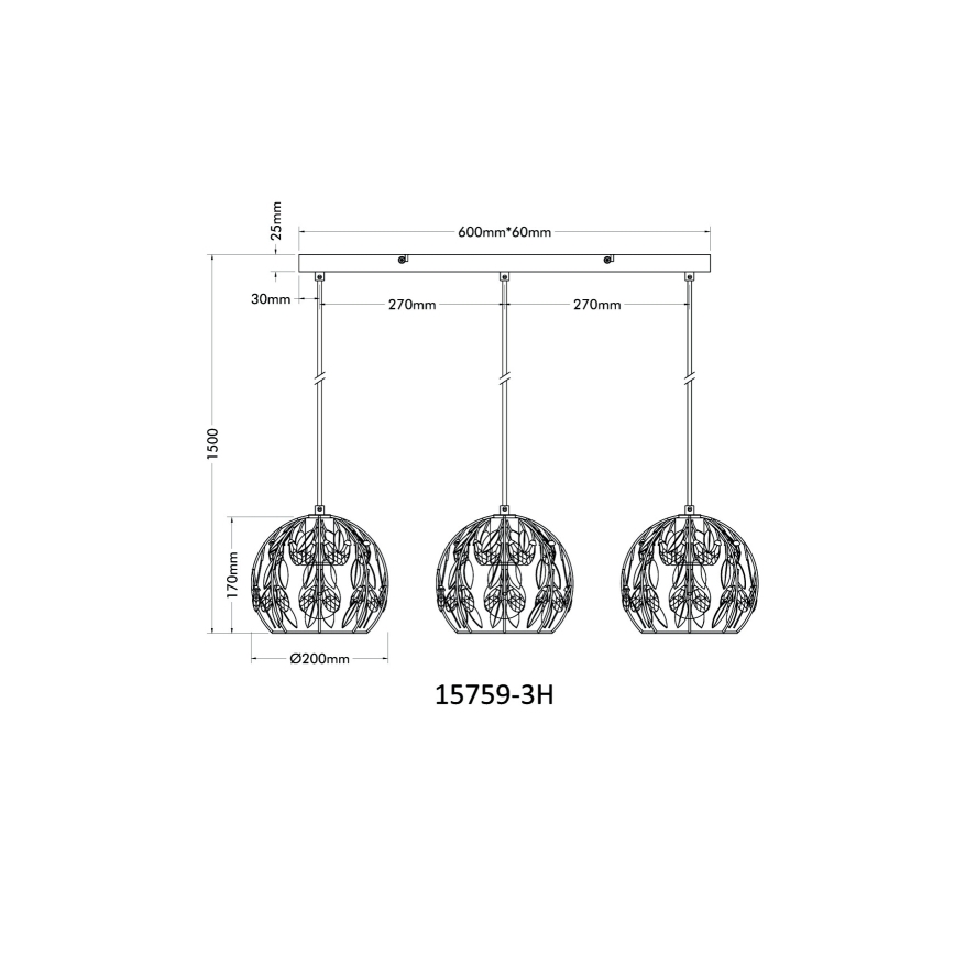 Globo - Suspension sur câble 3xE27/40W/230V