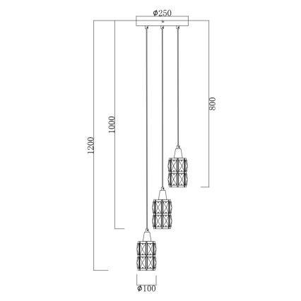 Globo 15760-3 - Kristallen kroonluchter aan koord WOLLI 3xE14/40W/230V