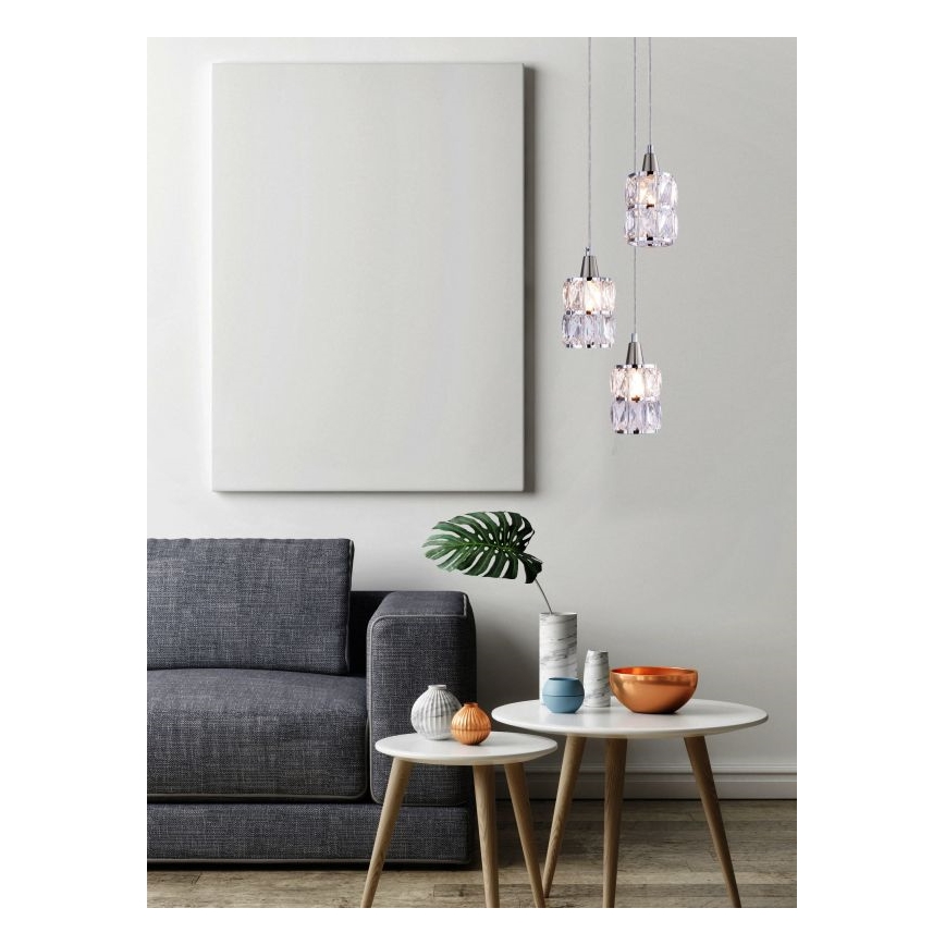 Globo 15760-3 - Lustre en cristal avec fil WOLLI 3xE14/40W/230V