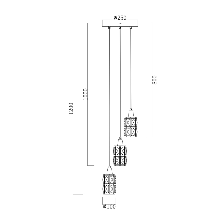 Globo 15760-3 - Lustre en cristal avec fil WOLLI 3xE14/40W/230V
