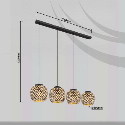 Globo 15766-4H - Hanglamp aan een koord COLLY 4xE27/15W/230V